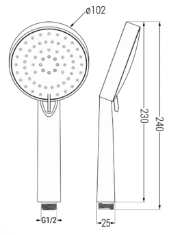 Mexen R-75 Rączka Prysznicowa 3-funkcyjna, Chrom - 79575-00