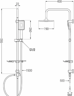 Mexen T54 Kolumna Prysznicowa, Czarna/chrom - 798545493-71