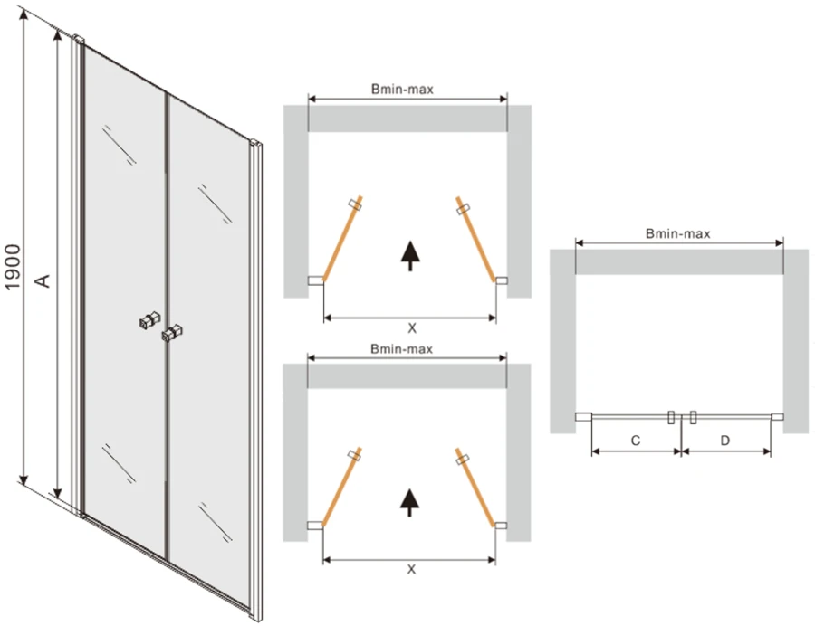 Mexen Texas Drzwi Prysznicowe Uchylne 100 Cm, Transparent, Chrom - 880-100-000-01-00 - obrazek 2