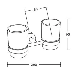 Mexen Tiber Podwójny Kubek Na Szczoteczki, Chrom - 7050552-00
