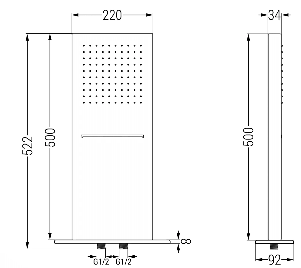 Mexen Waterfall Deszczownica 50 X 22 Cm, Czarna- 79195-70