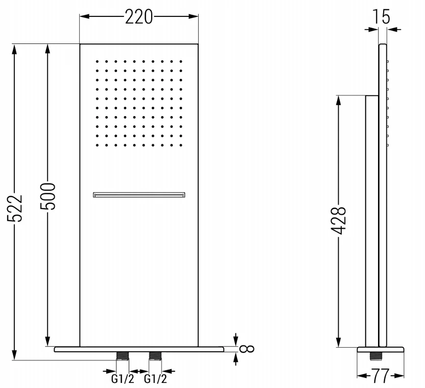Mexen Waterfall Deszczownica Slim 50 X 22 Cm, Złota - 79190-50