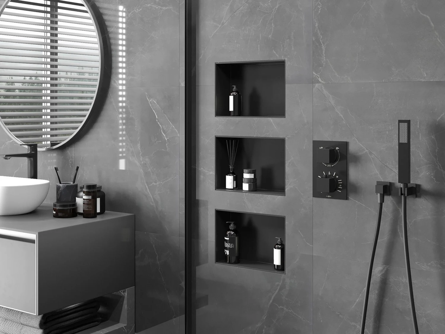 Mexen X-Wall-NR Półka Wnękowa Bez Kołnierza 30 X 20 Cm, Czarna - 1971302010 - obrazek 3