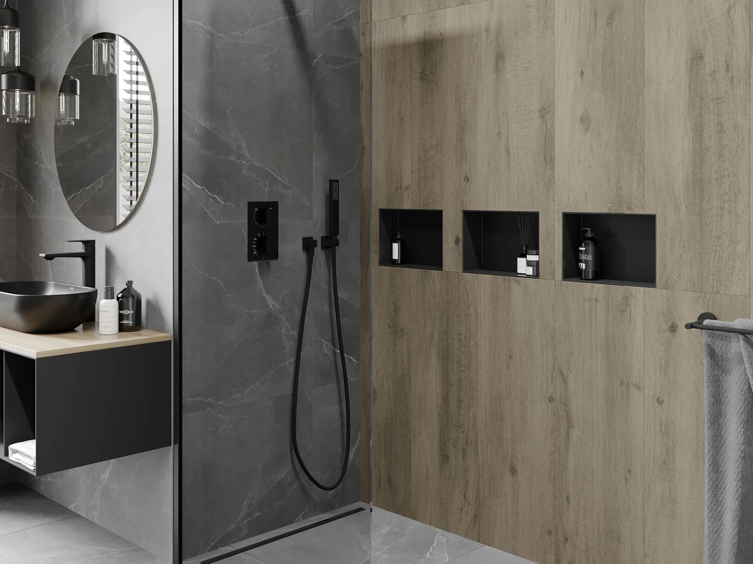 Mexen X-Wall-NR Półka Wnękowa Bez Kołnierza 30 X 20 Cm, Czarna - 1971302010 - obrazek 4