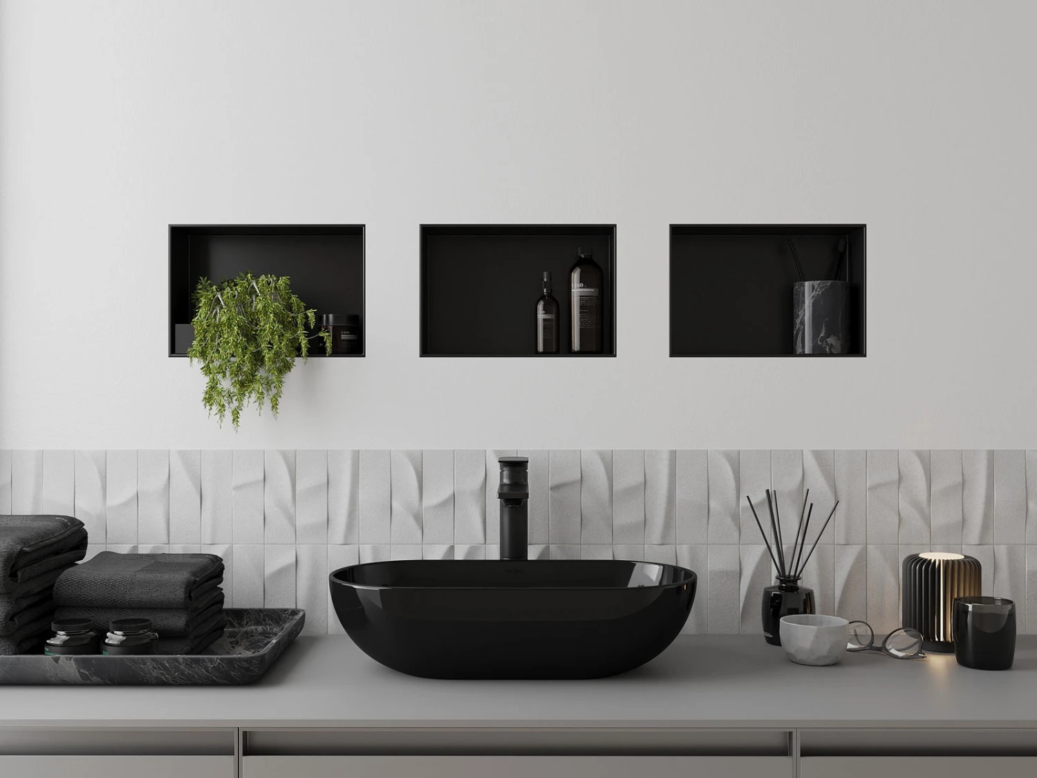 Mexen X-Wall-NR Półka Wnękowa Bez Kołnierza 30 X 20 Cm, Czarna - 1971302010 - obrazek 5