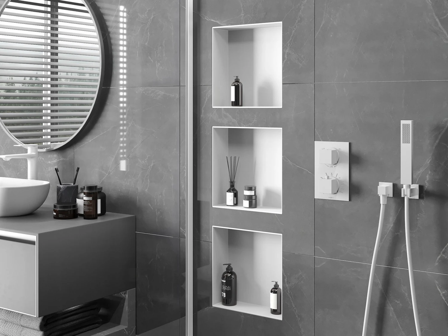 Mexen X-Wall-NR Półka Wnękowa Bez Kołnierza 30 X 30 Cm, Biała - 1921303010 - obrazek 3