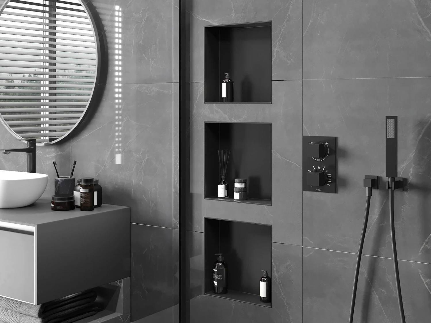 Mexen X-Wall-NR Półka Wnękowa Bez Kołnierza 30 X 30 Cm, Czarna - 1971303010 - obrazek 3