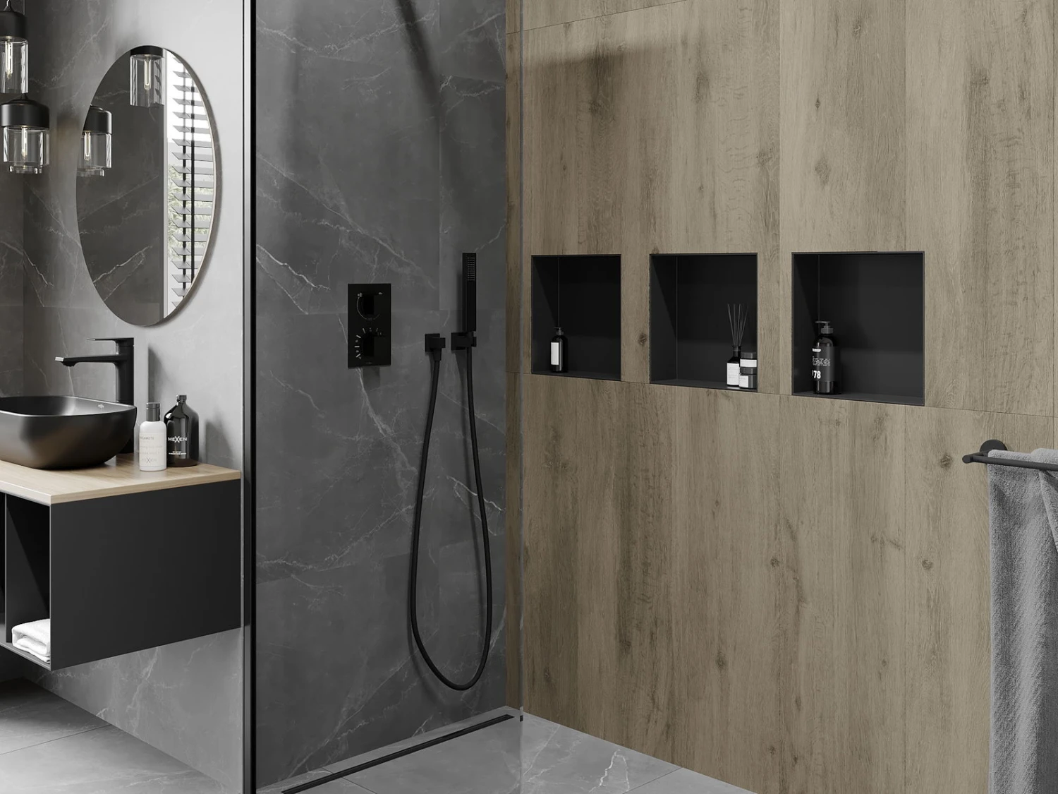 Mexen X-Wall-NR Półka Wnękowa Bez Kołnierza 30 X 30 Cm, Czarna - 1971303010 - obrazek 4