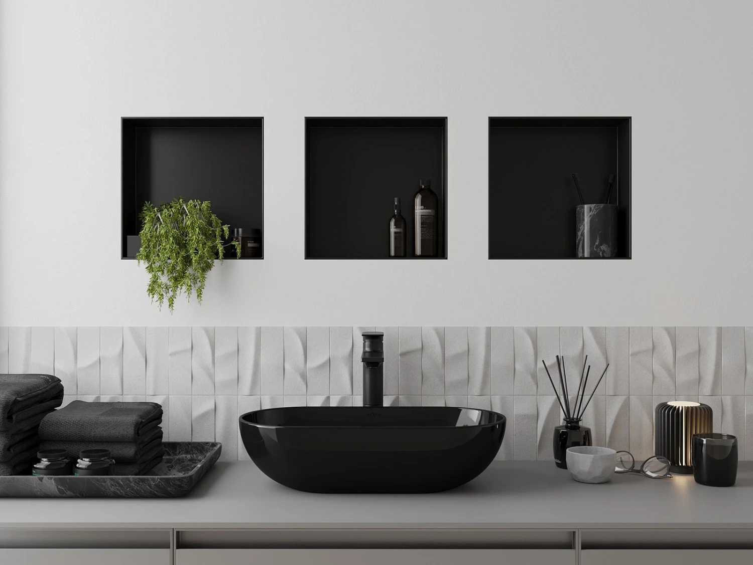 Mexen X-Wall-NR Półka Wnękowa Bez Kołnierza 30 X 30 Cm, Czarna - 1971303010 - obrazek 5