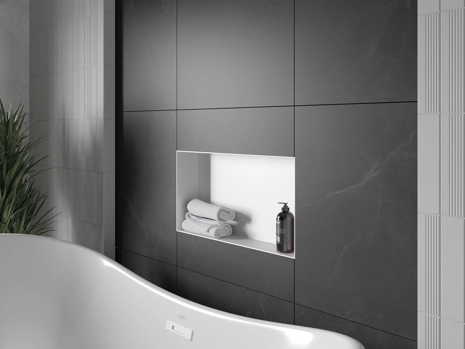 Mexen X-Wall-NR Półka Wnękowa Bez Kołnierza 60 X 30 Cm, Biała - 1921603010