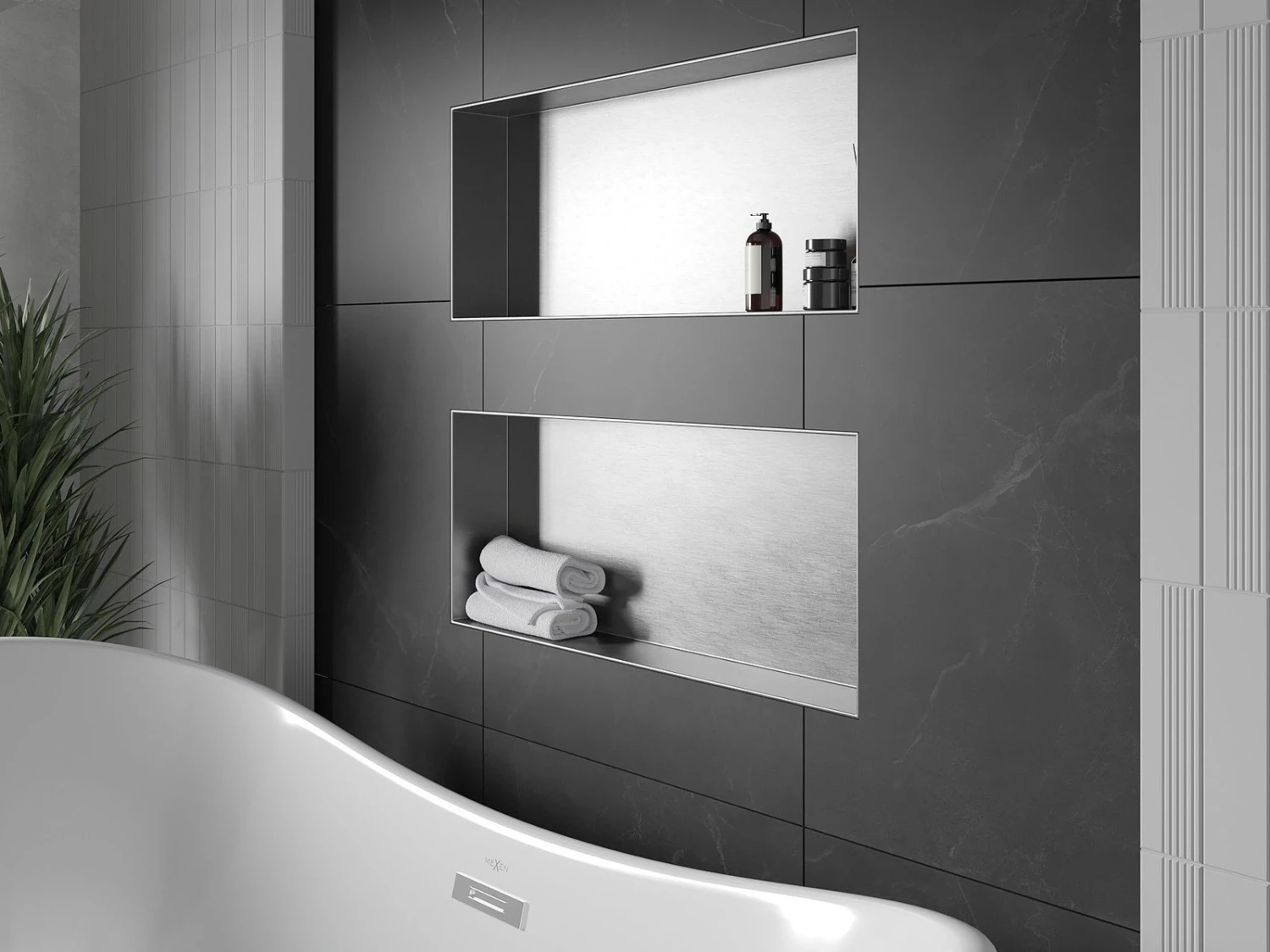 Mexen X-Wall-NR Półka Wnękowa Bez Kołnierza 75 X 30 Cm, Inox - 1911753010 - obrazek 7