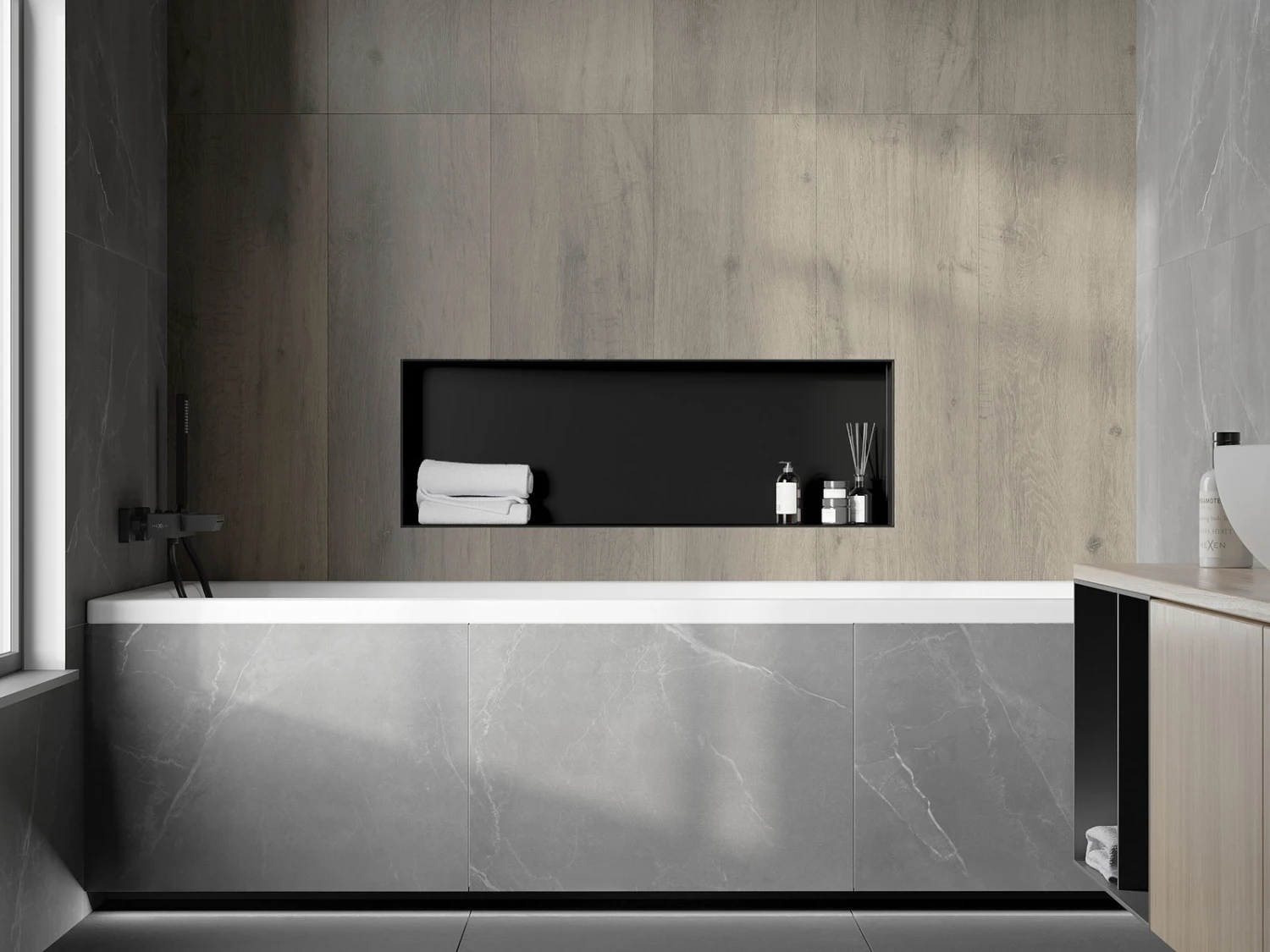 Mexen X-Wall-NR Półka Wnękowa Bez Kołnierza 90 X 30 Cm, Czarna - 1971903010 - obrazek 5