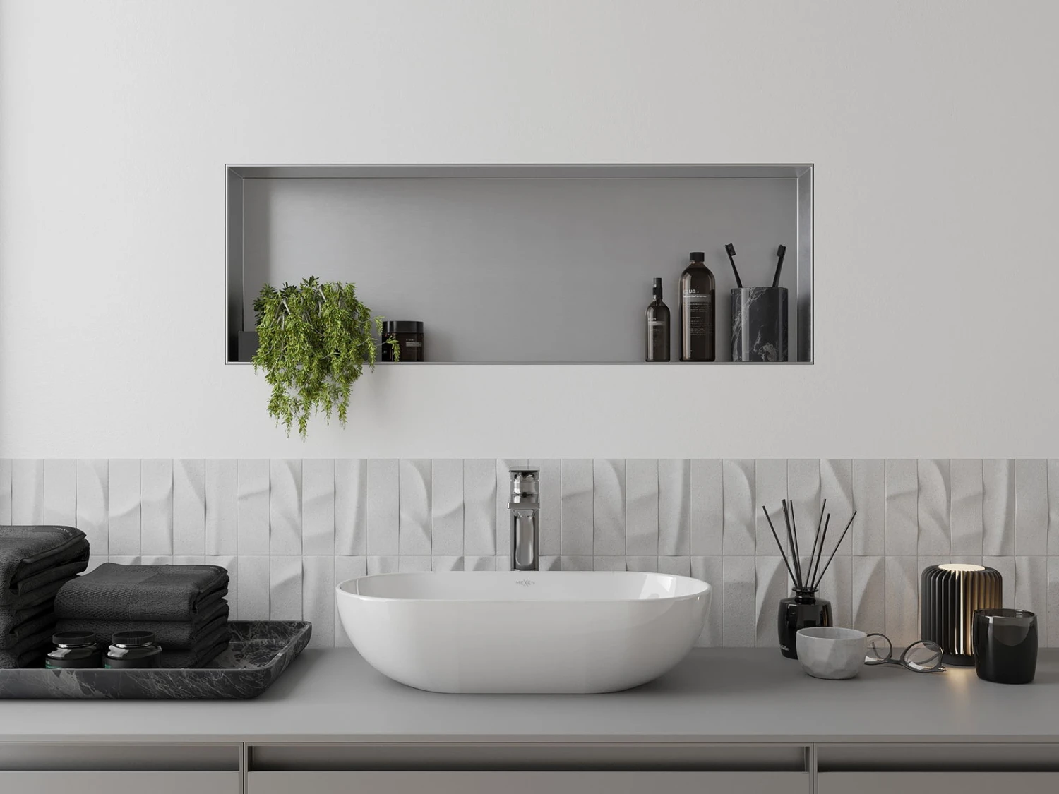 Mexen X-Wall-NR Półka Wnękowa Bez Kołnierza 90 X 30 Cm, Inox - 1911903010 - obrazek 4