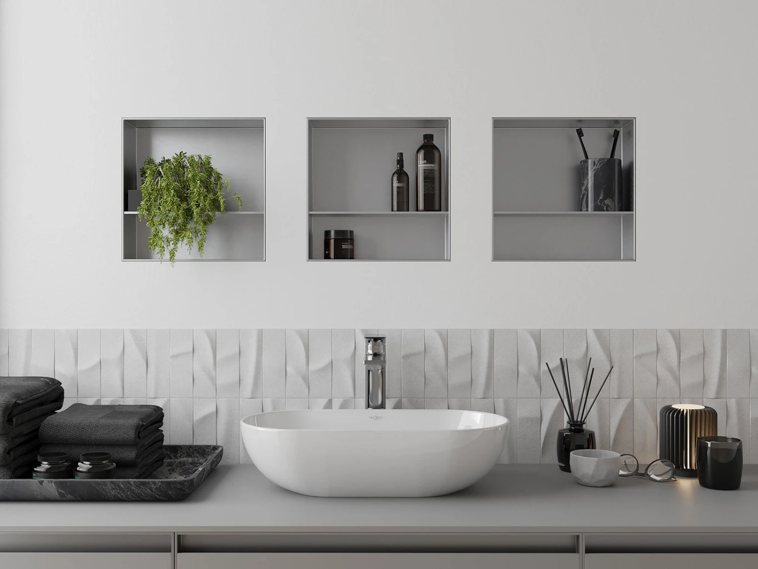 Mexen X-Wall-NR Półka Wnękowa Bez Kołnierza Z Półką 30 X 30 Cm, Inox - 1911303010S - obrazek 5