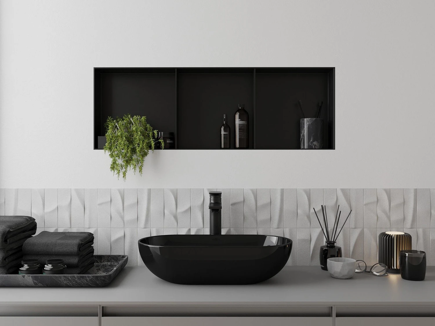 Mexen X-Wall-NR Półka Wnękowa Bez Kołnierza Z Półką 90 X 30 Cm, Czarna - 1971903010S - obrazek 5