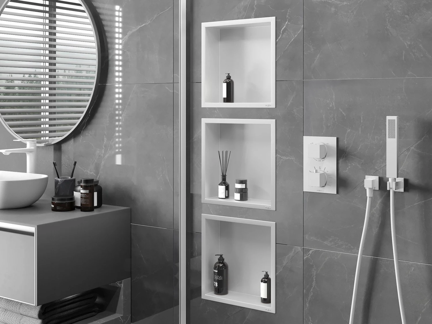 Mexen X-Wall-R Półka Wnękowa Z Kołnierzem 30 X 30 Cm, Biała - 1920303010 - obrazek 3