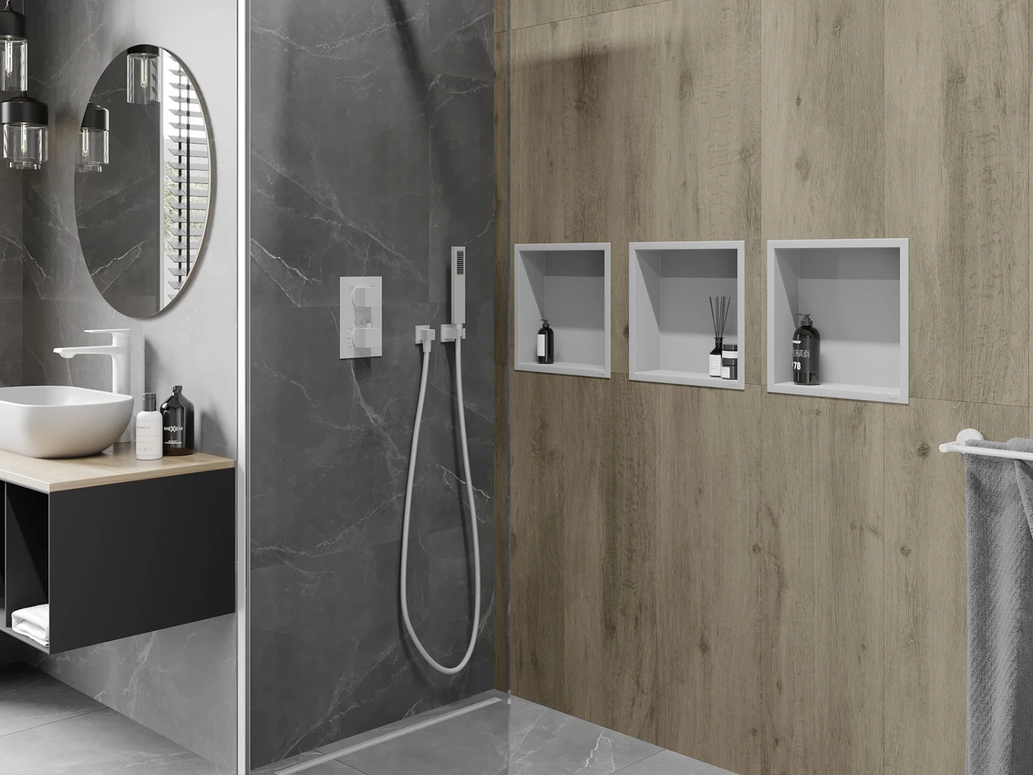 Mexen X-Wall-R Półka Wnękowa Z Kołnierzem 30 X 30 Cm, Biała - 1920303010 - obrazek 4