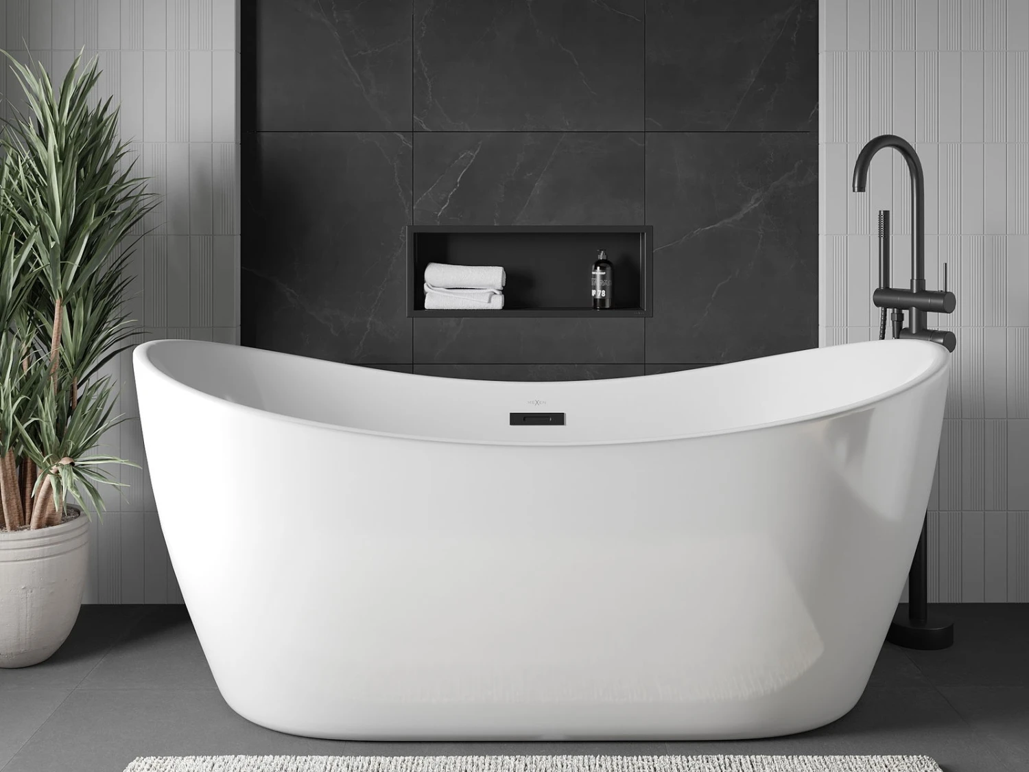 Mexen X-Wall-R Półka Wnękowa Z Kołnierzem 60 X 20 Cm, Czarna - 1970602010 - obrazek 2