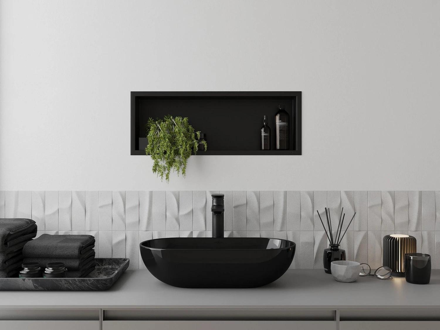 Mexen X-Wall-R Półka Wnękowa Z Kołnierzem 60 X 20 Cm, Czarna - 1970602010 - obrazek 4