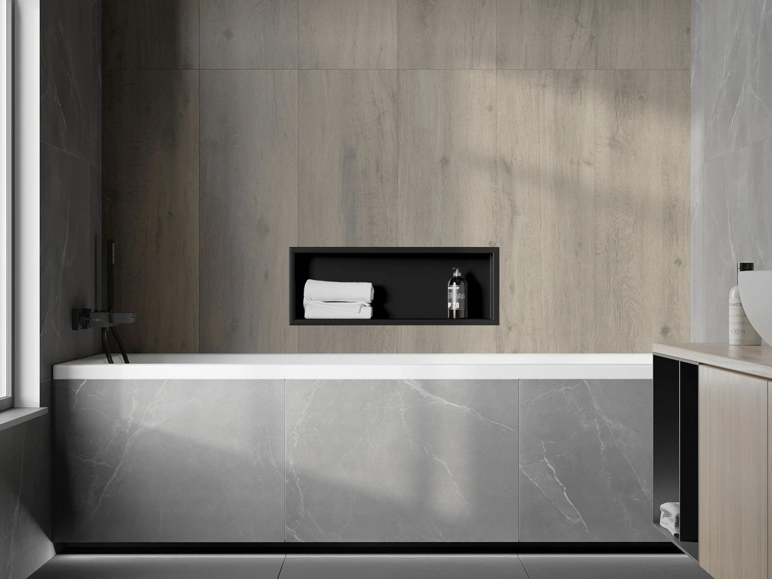 Mexen X-Wall-R Półka Wnękowa Z Kołnierzem 60 X 20 Cm, Czarna - 1970602010 - obrazek 5