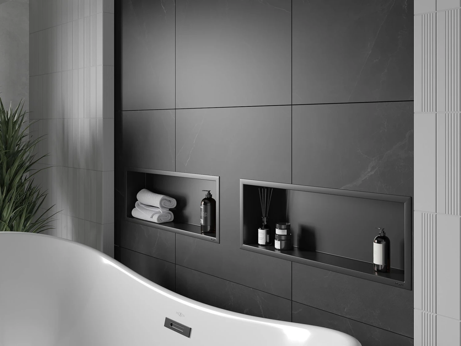 Mexen X-Wall-R Półka Wnękowa Z Kołnierzem 60 X 20 Cm, Czarna - 1970602010 - obrazek 7