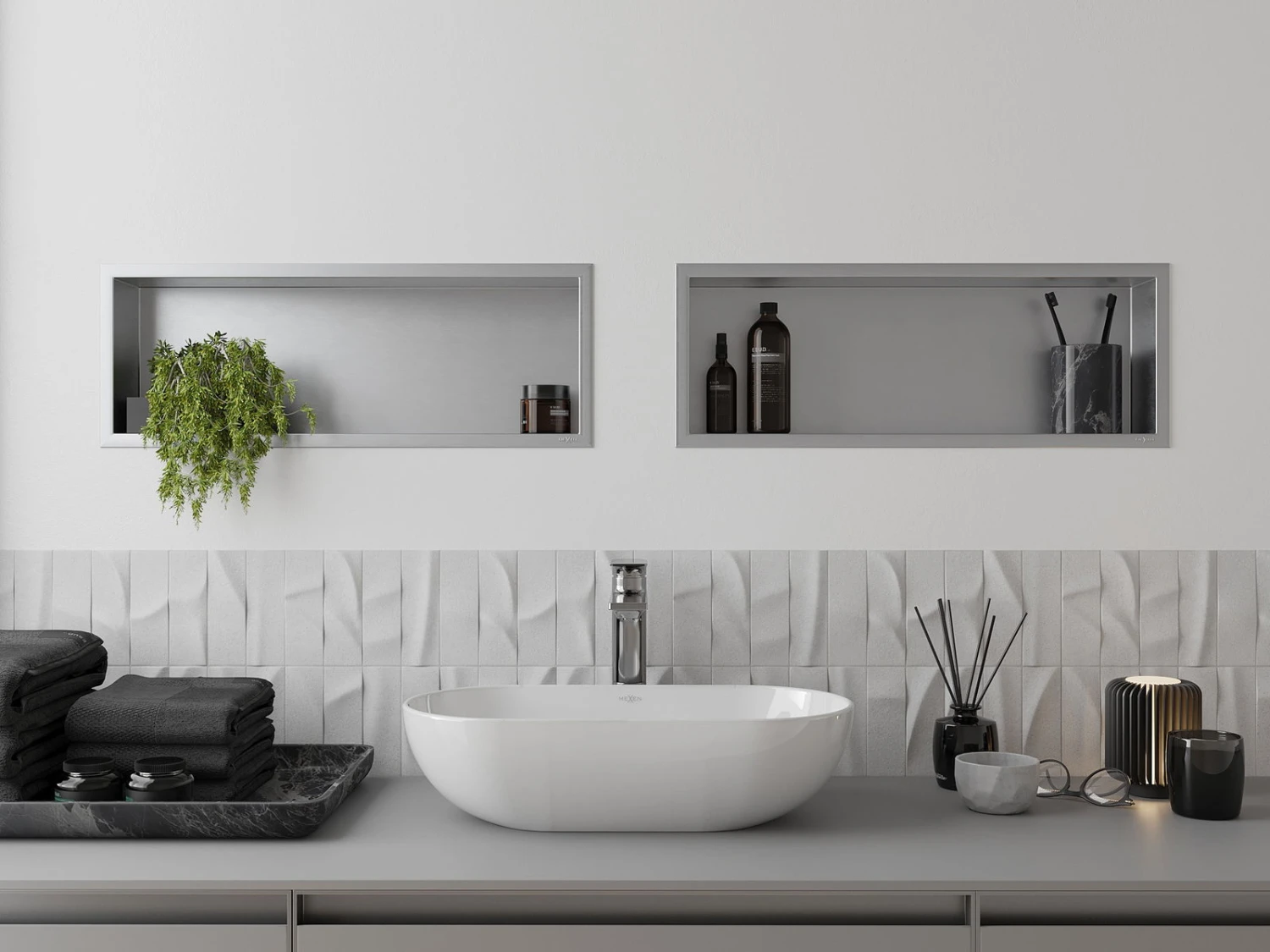 Mexen X-Wall-R Półka Wnękowa Z Kołnierzem 60 X 20 Cm, Inox - 1910602010 - obrazek 9