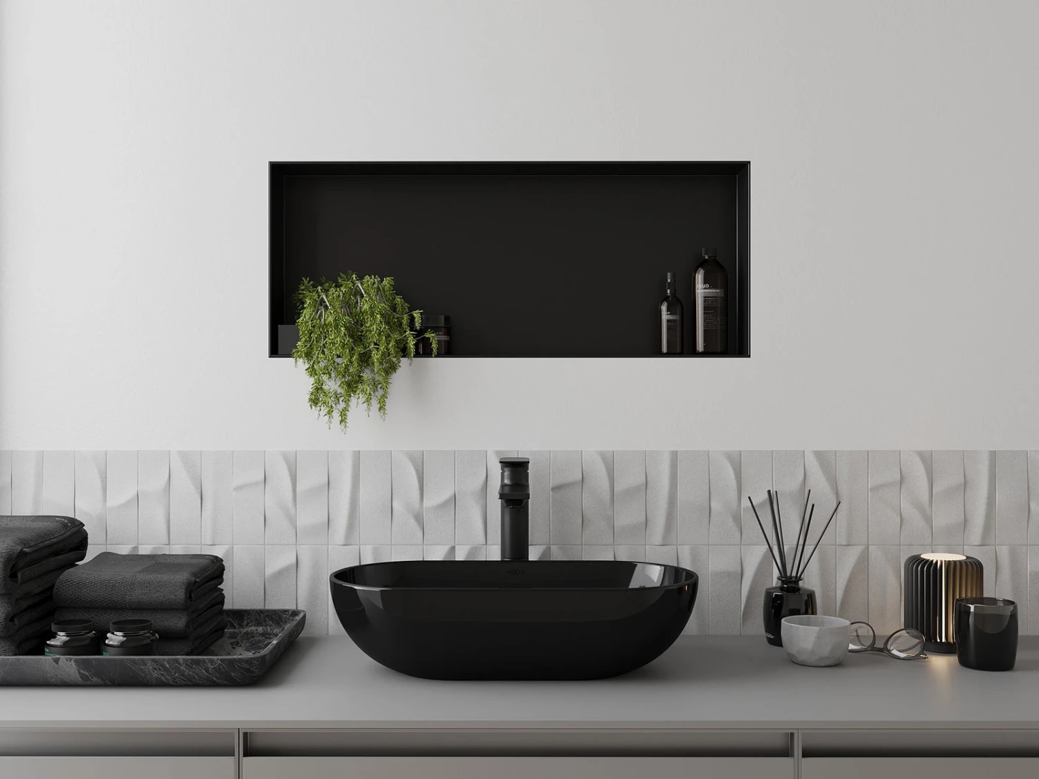 Mexen X-Wall-R Półka Wnękowa Z Kołnierzem 60 X 30 Cm, Czarna - 1970603010 - obrazek 4