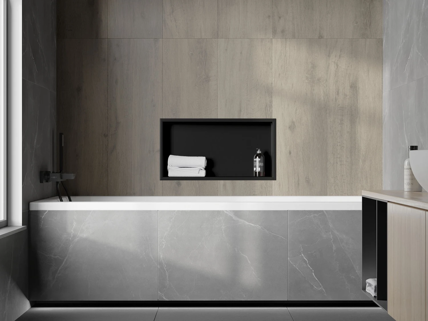 Mexen X-Wall-R Półka Wnękowa Z Kołnierzem 60 X 30 Cm, Czarna - 1970603010 - obrazek 5