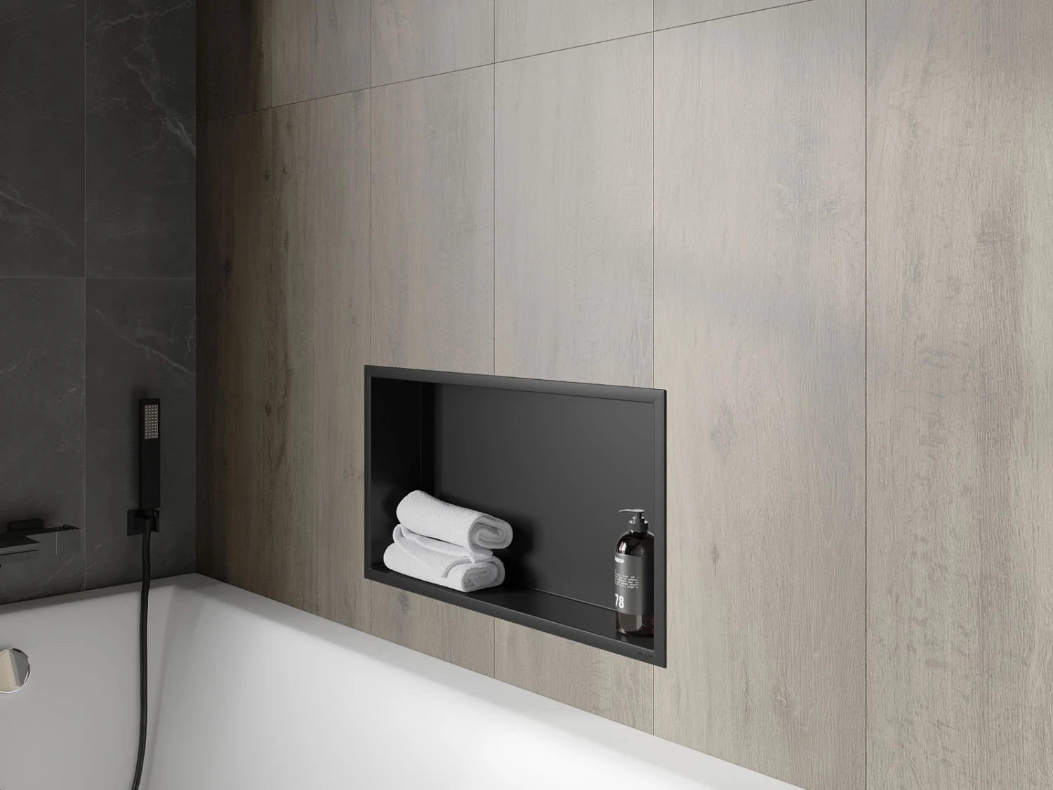 Mexen X-Wall-R Półka Wnękowa Z Kołnierzem 60 X 30 Cm, Czarna - 1970603010 - obrazek 6