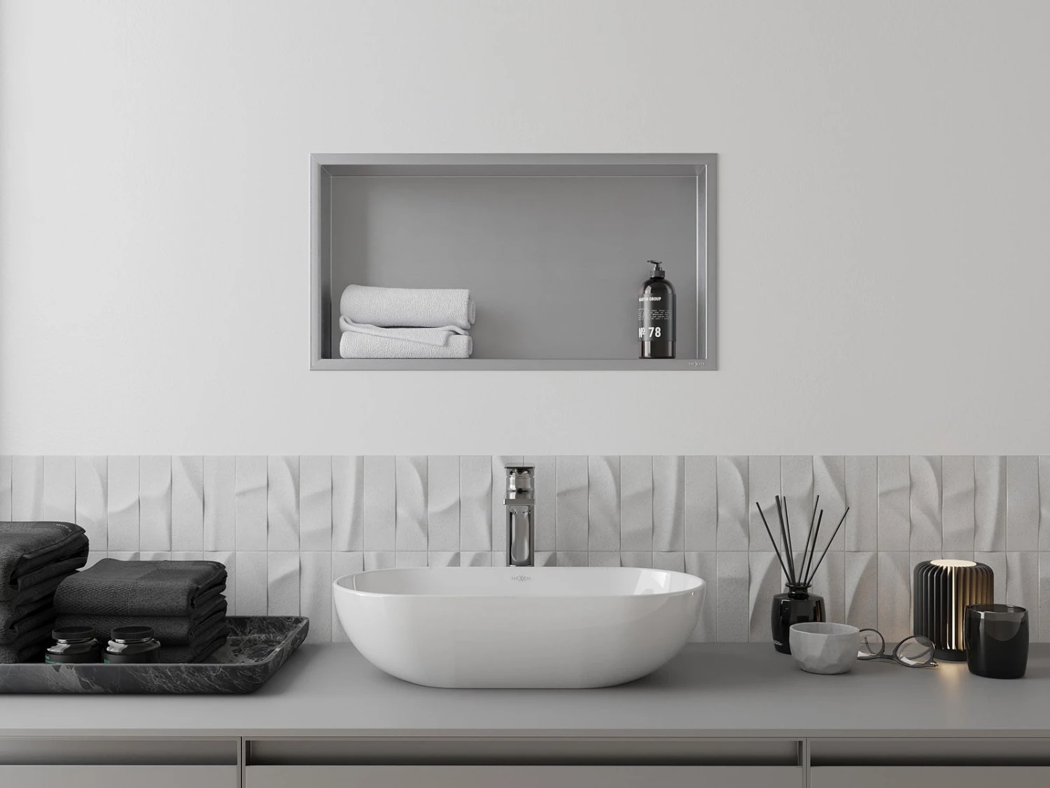 Mexen X-Wall-R Półka Wnękowa Z Kołnierzem 60 X 30 Cm, Inox - 1910603010 - obrazek 4