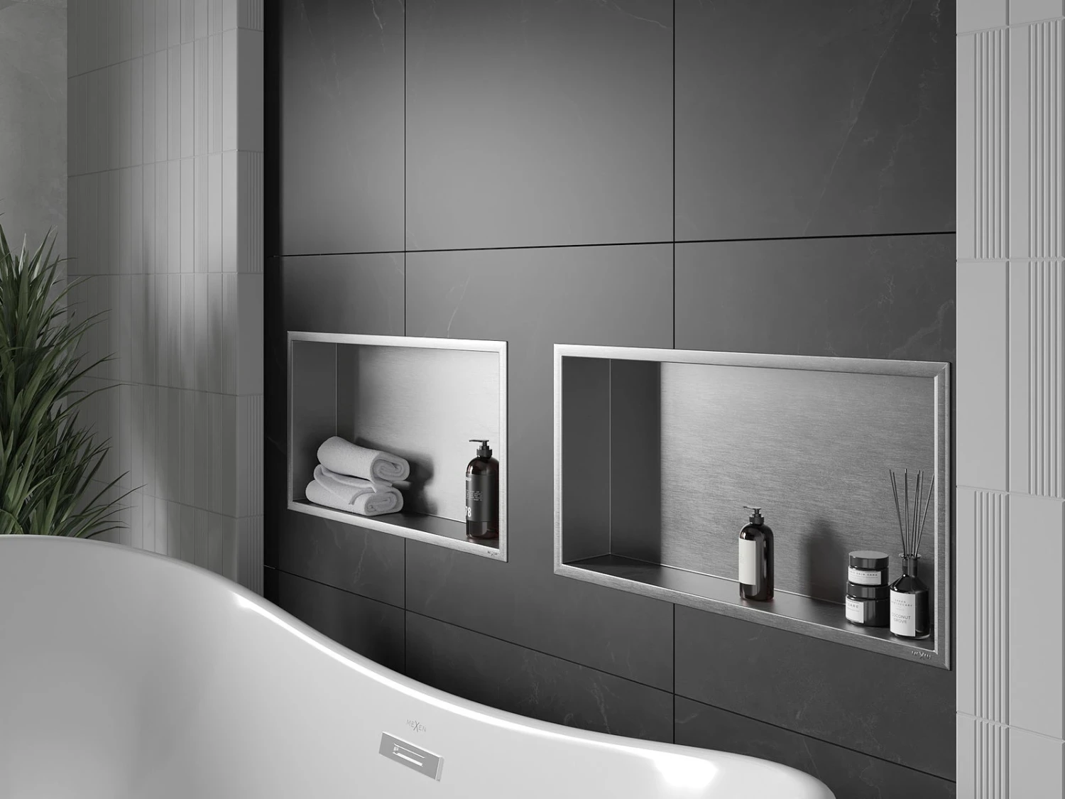 Mexen X-Wall-R Półka Wnękowa Z Kołnierzem 60 X 30 Cm, Inox - 1910603010 - obrazek 7