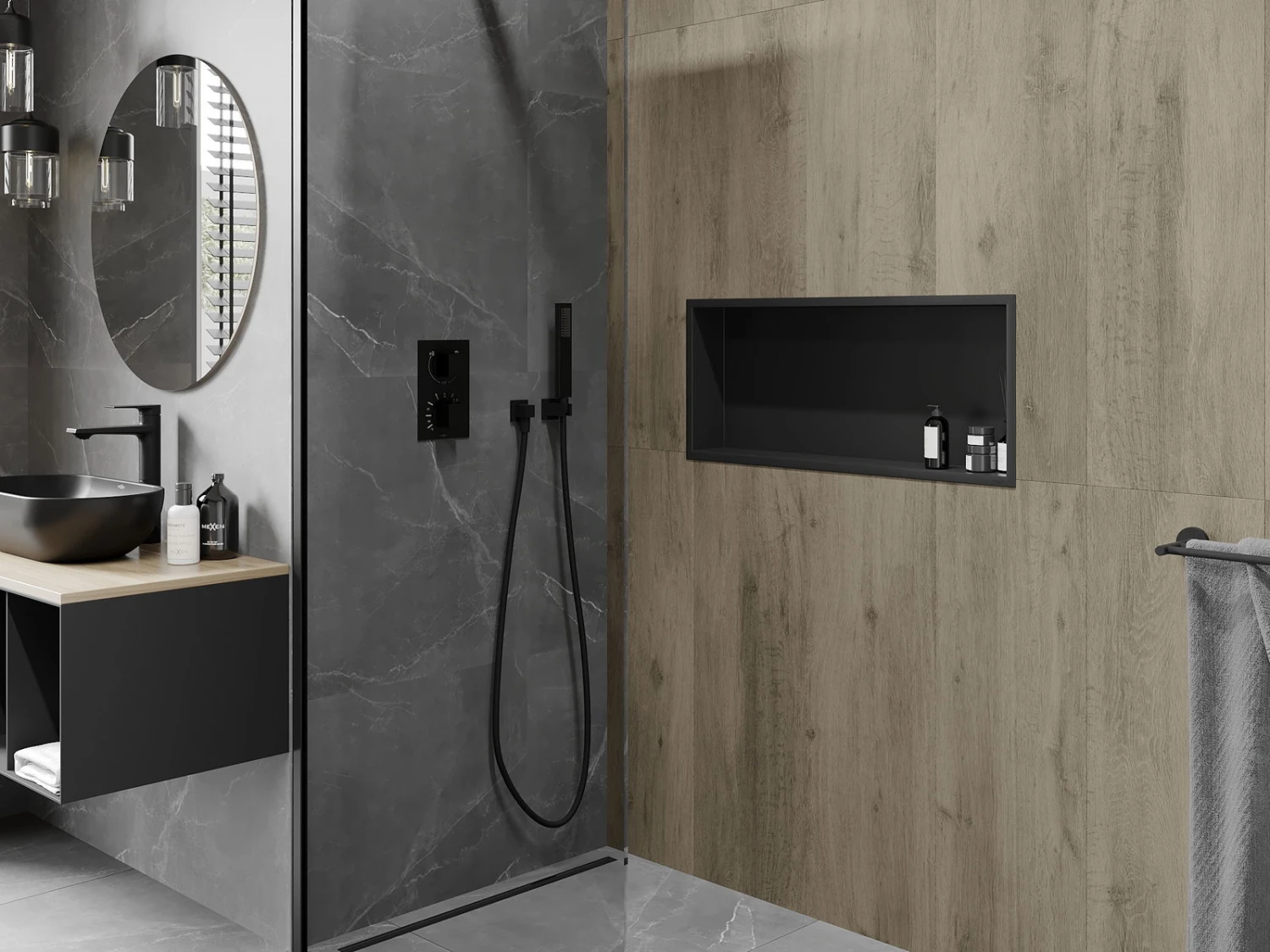 Mexen X-Wall-R Półka Wnękowa Z Kołnierzem 75 X 30 Cm, Czarna - 1970753010 - obrazek 3