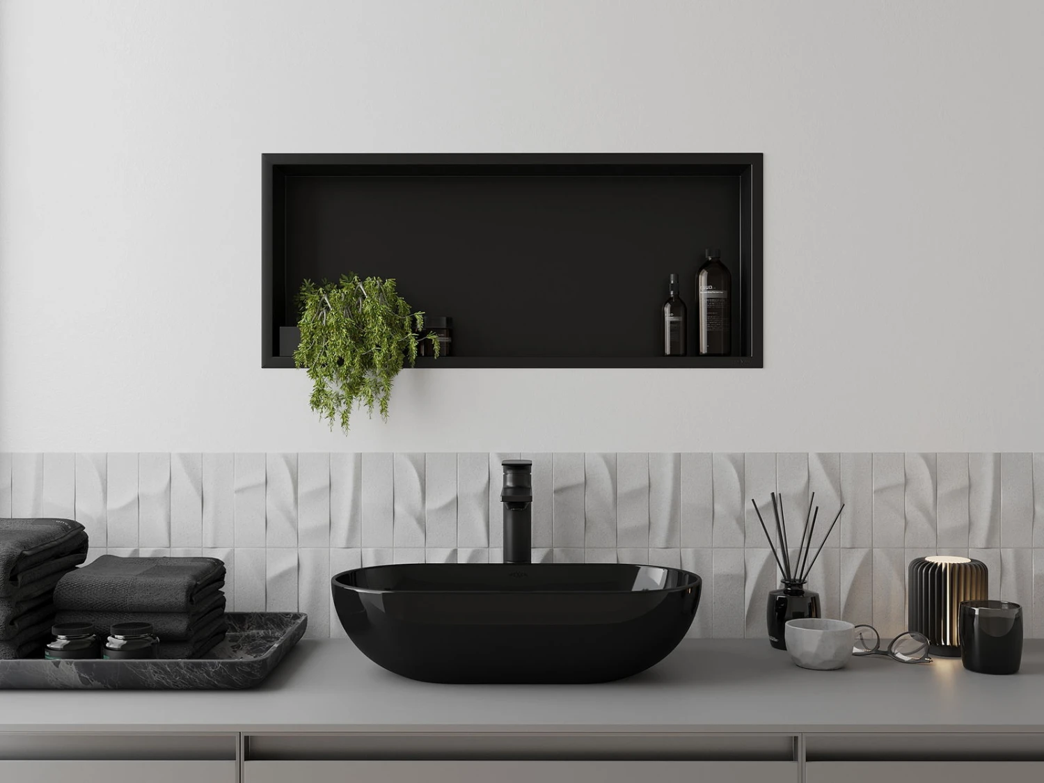 Mexen X-Wall-R Półka Wnękowa Z Kołnierzem 75 X 30 Cm, Czarna - 1970753010 - obrazek 4