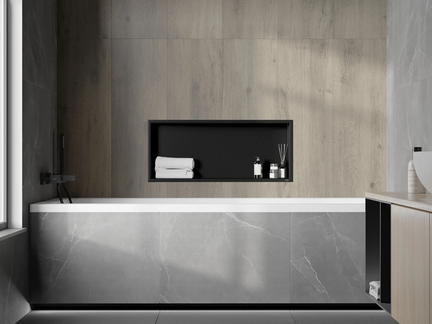 Mexen X-Wall-R Półka Wnękowa Z Kołnierzem 75 X 30 Cm, Czarna - 1970753010 - obrazek 5
