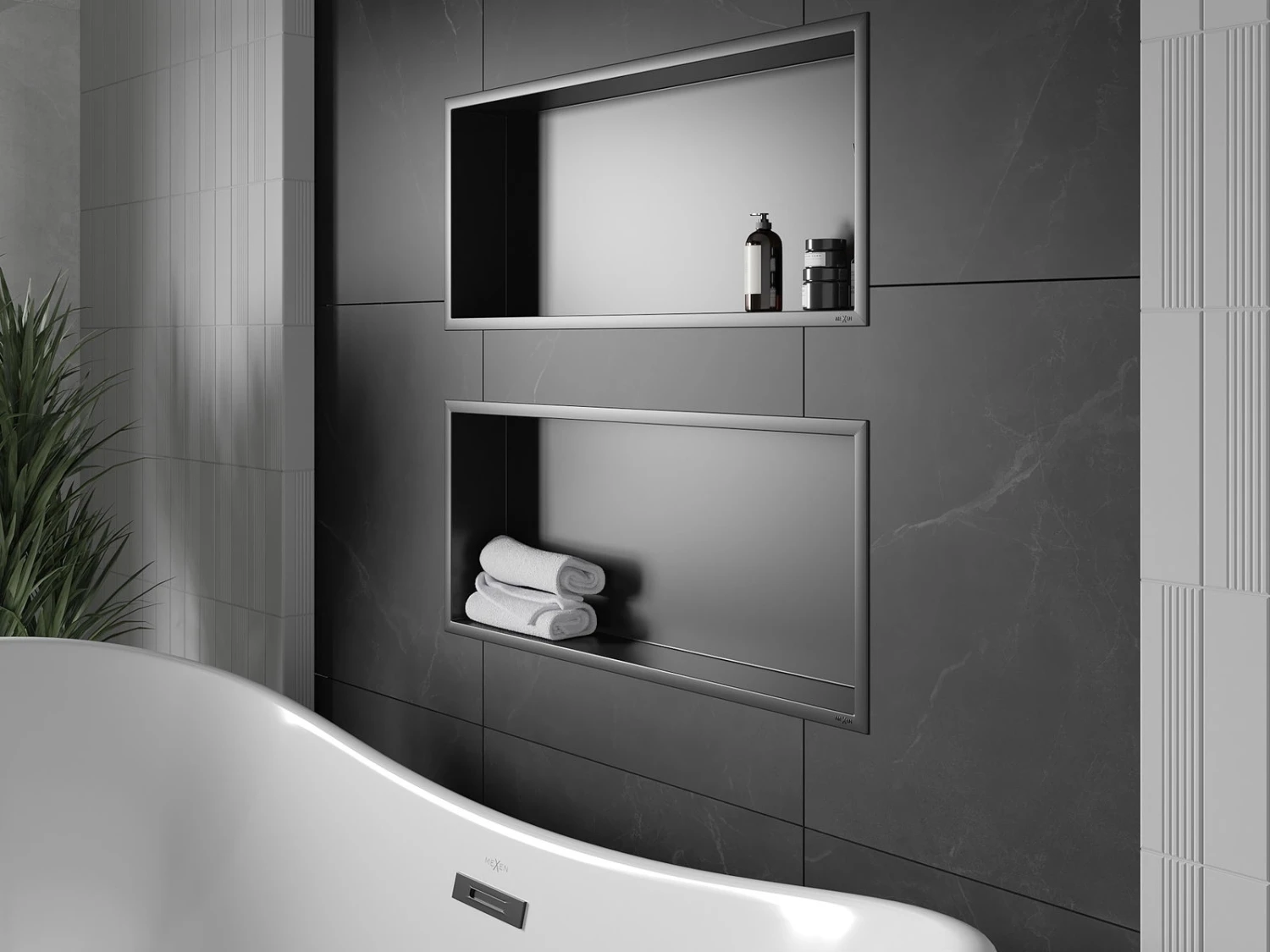 Mexen X-Wall-R Półka Wnękowa Z Kołnierzem 75 X 30 Cm, Czarna - 1970753010 - obrazek 7