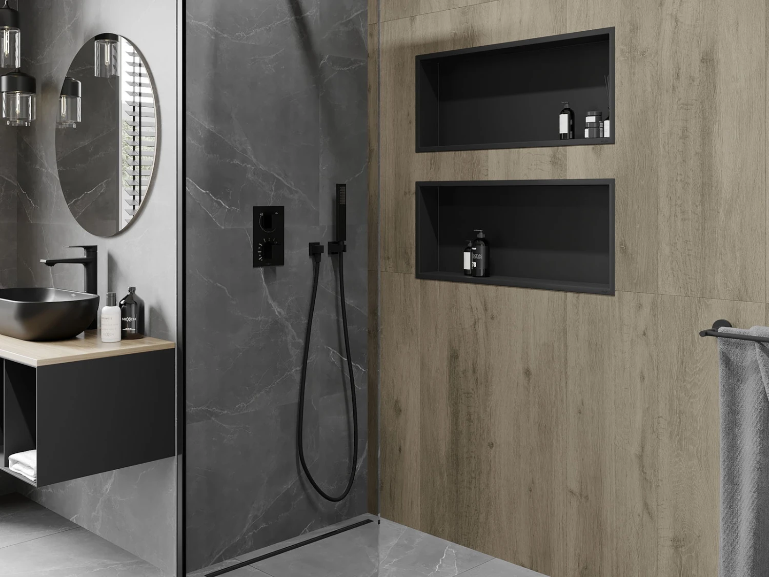 Mexen X-Wall-R Półka Wnękowa Z Kołnierzem 75 X 30 Cm, Czarna - 1970753010 - obrazek 9