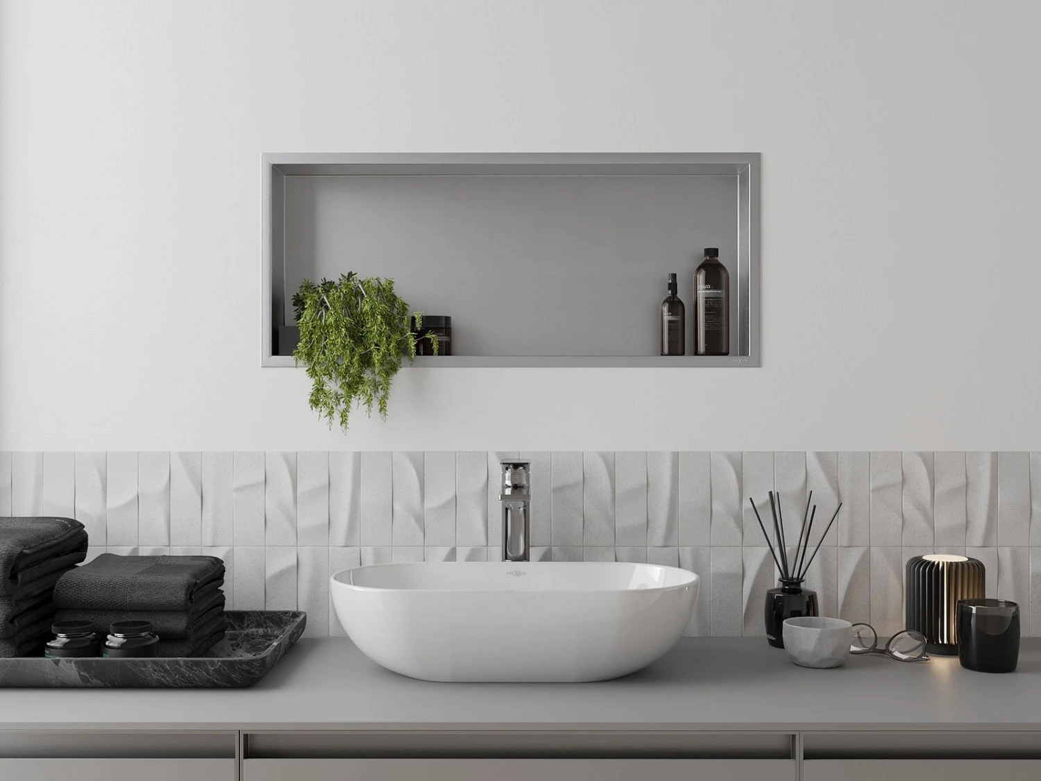 Mexen X-Wall-R Półka Wnękowa Z Kołnierzem 75 X 30 Cm, Inox - 1910753010 - obrazek 4