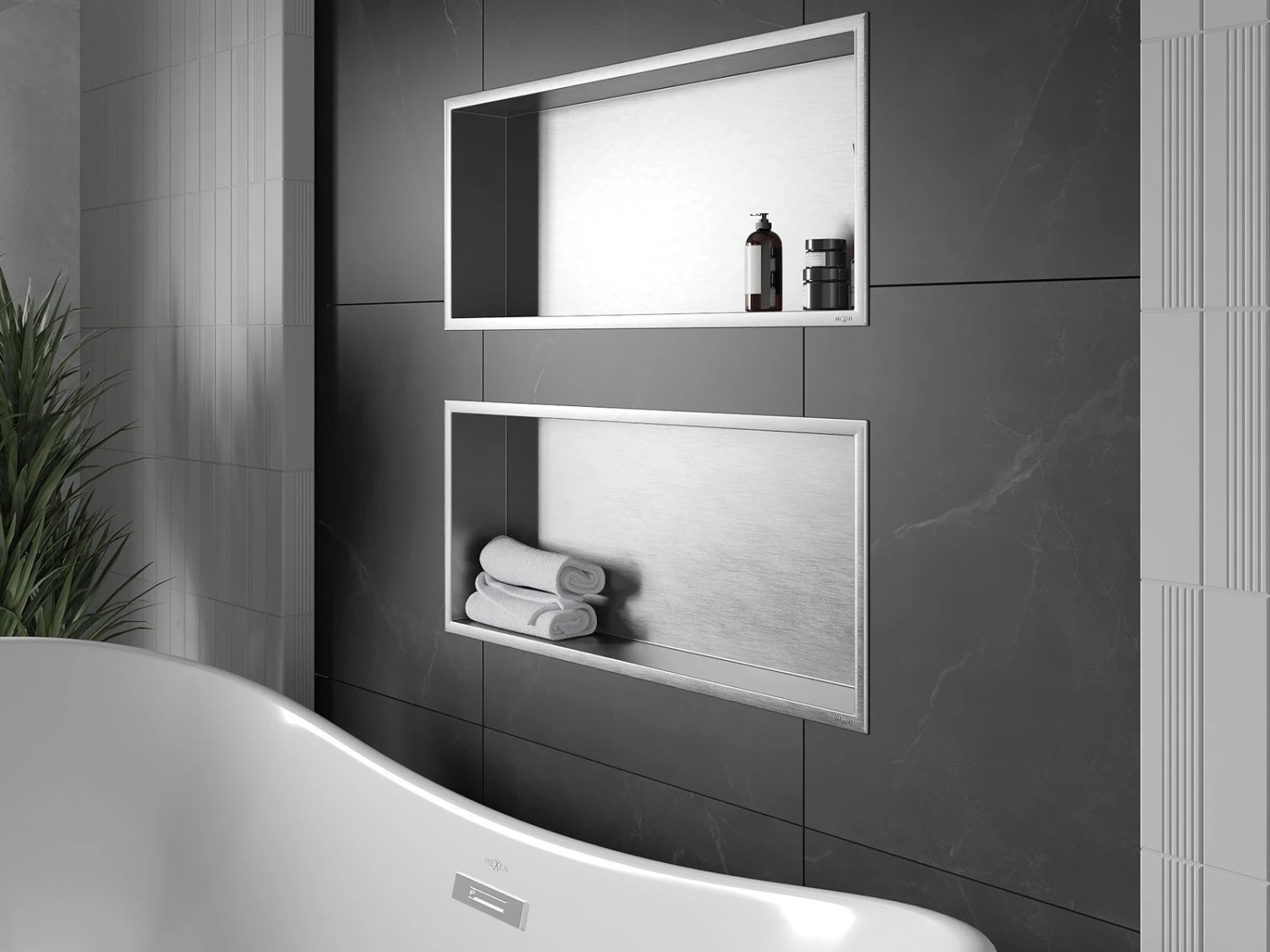 Mexen X-Wall-R Półka Wnękowa Z Kołnierzem 75 X 30 Cm, Inox - 1910753010 - obrazek 7