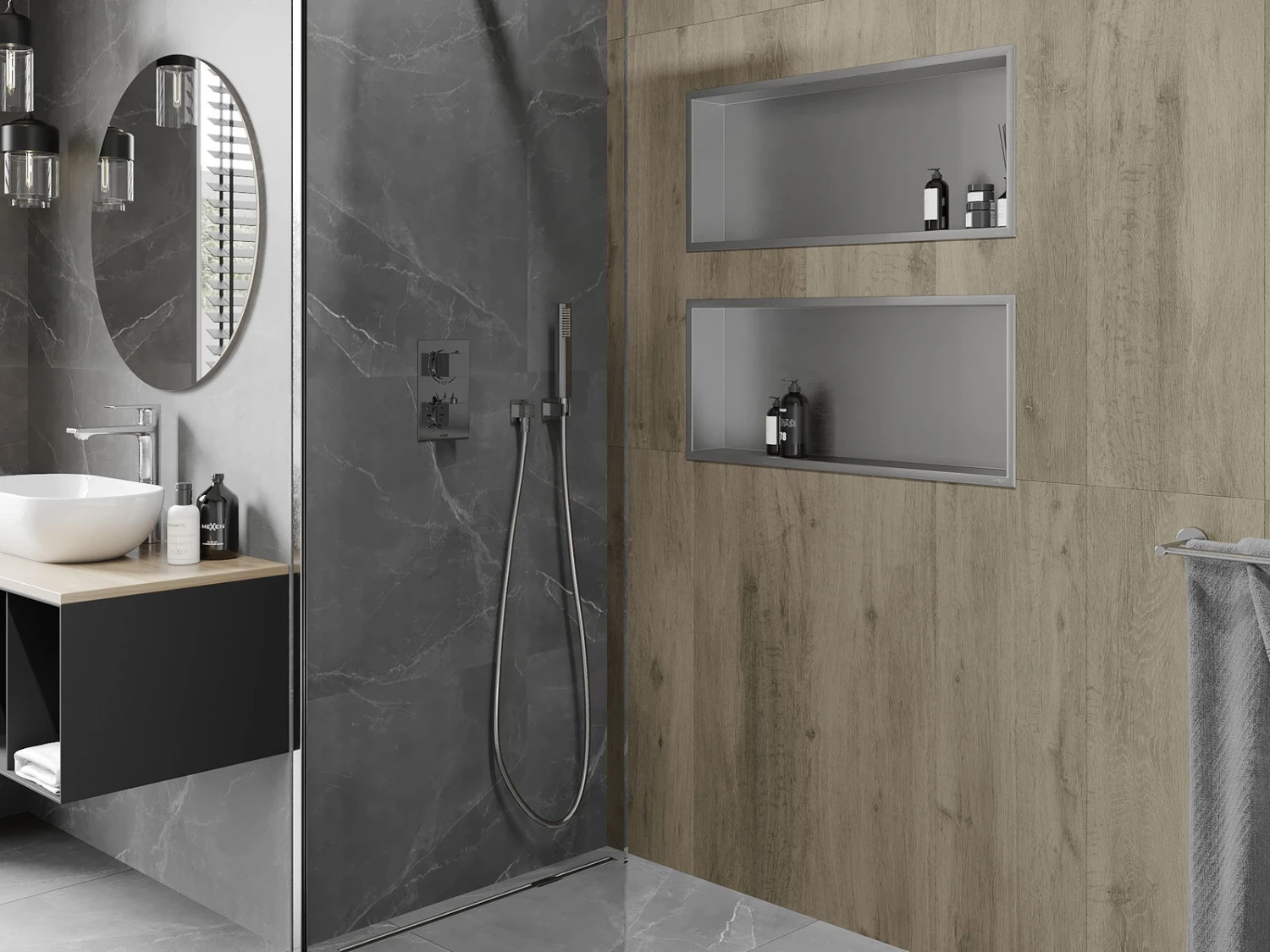 Mexen X-Wall-R Półka Wnękowa Z Kołnierzem 75 X 30 Cm, Inox - 1910753010 - obrazek 9