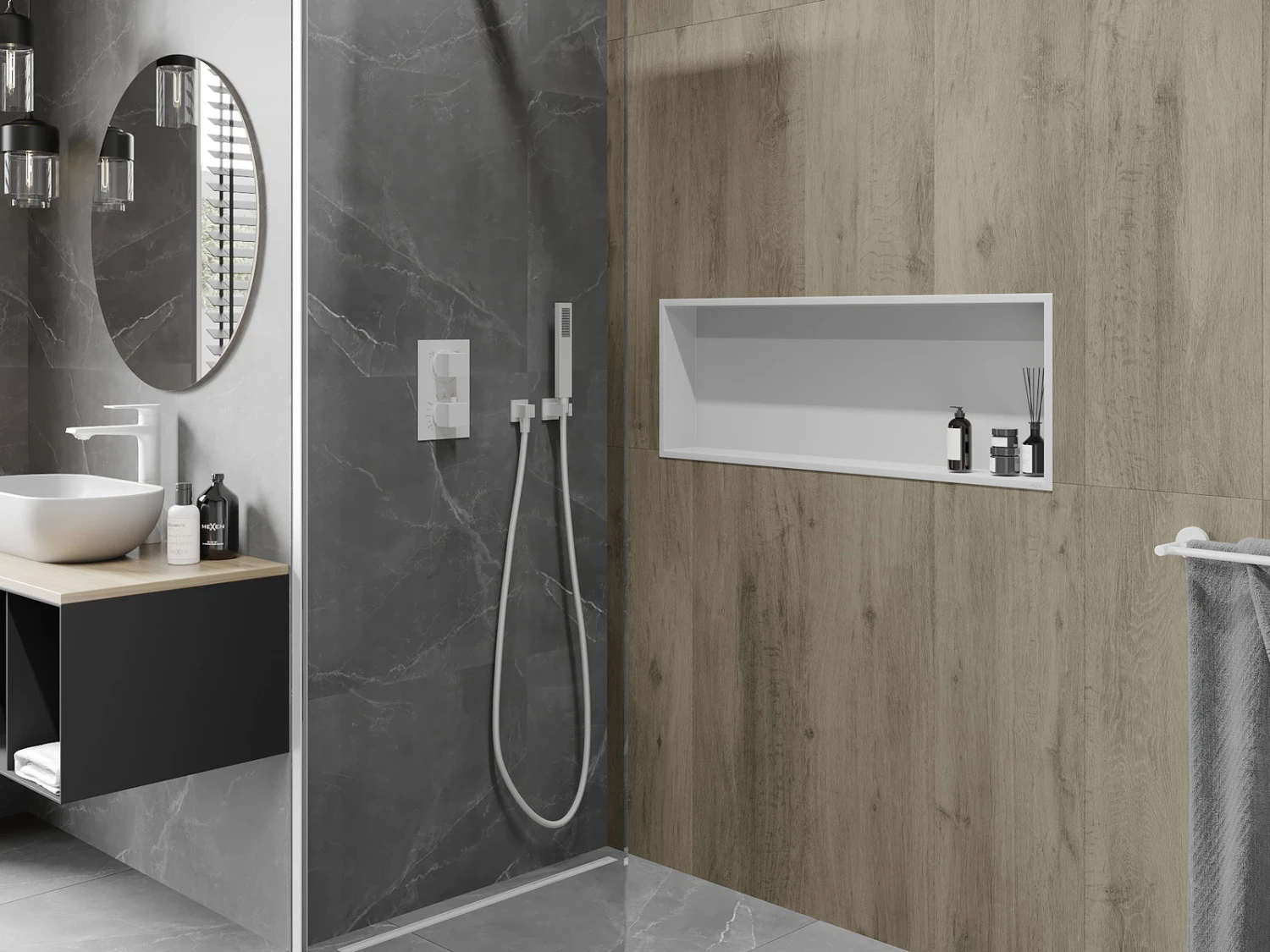 Mexen X-Wall-R Półka Wnękowa Z Kołnierzem 90 X 30 Cm, Biała - 1920903010 - obrazek 3