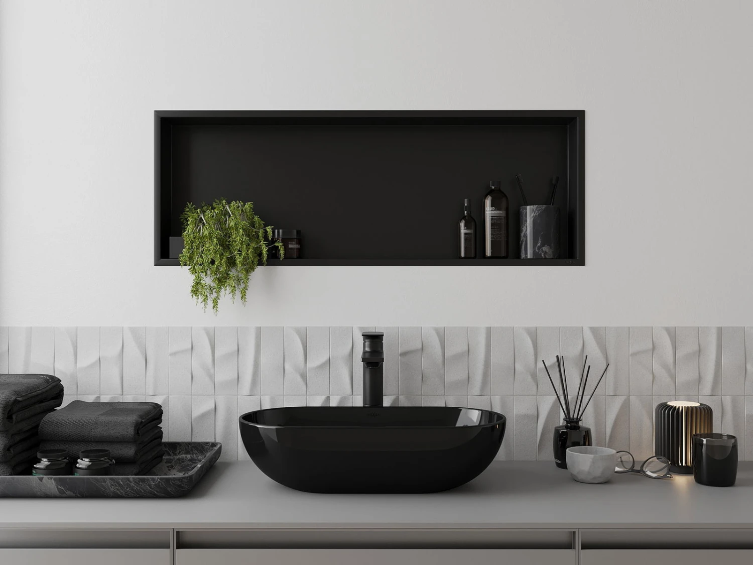 Mexen X-Wall-R Półka Wnękowa Z Kołnierzem 90 X 30 Cm, Czarna - 1970903010 - obrazek 4