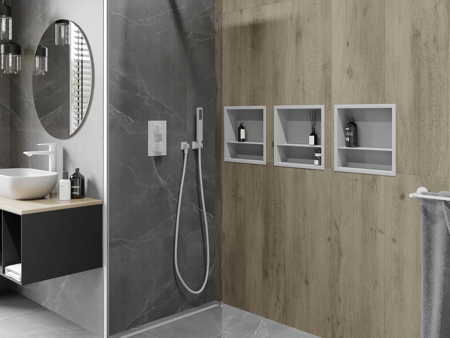 Mexen X-Wall-R Półka Wnękowa Z Kołnierzem I Półką 30 X 30 Cm, Biała - 1920303010S - obrazek 4