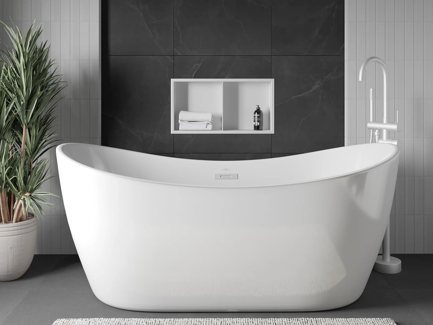 Mexen X-Wall-R Półka Wnękowa Z Kołnierzem I Półką 60 X 30 Cm, Biała - 1920603010S - obrazek 2