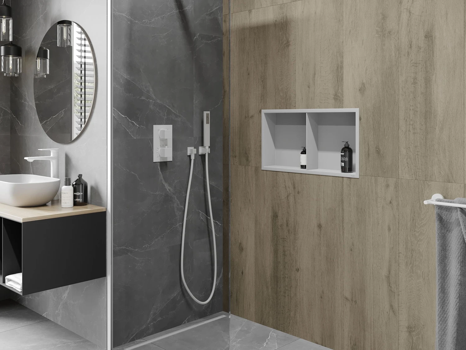 Mexen X-Wall-R Półka Wnękowa Z Kołnierzem I Półką 60 X 30 Cm, Biała - 1920603010S - obrazek 4