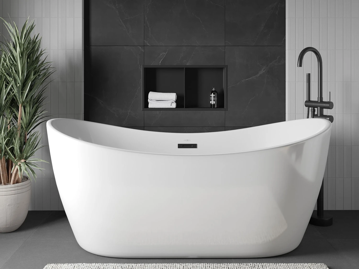 Mexen X-Wall-R Półka Wnękowa Z Kołnierzem I Półką 60 X 30 Cm, Czarna - 1970603010S - obrazek 2