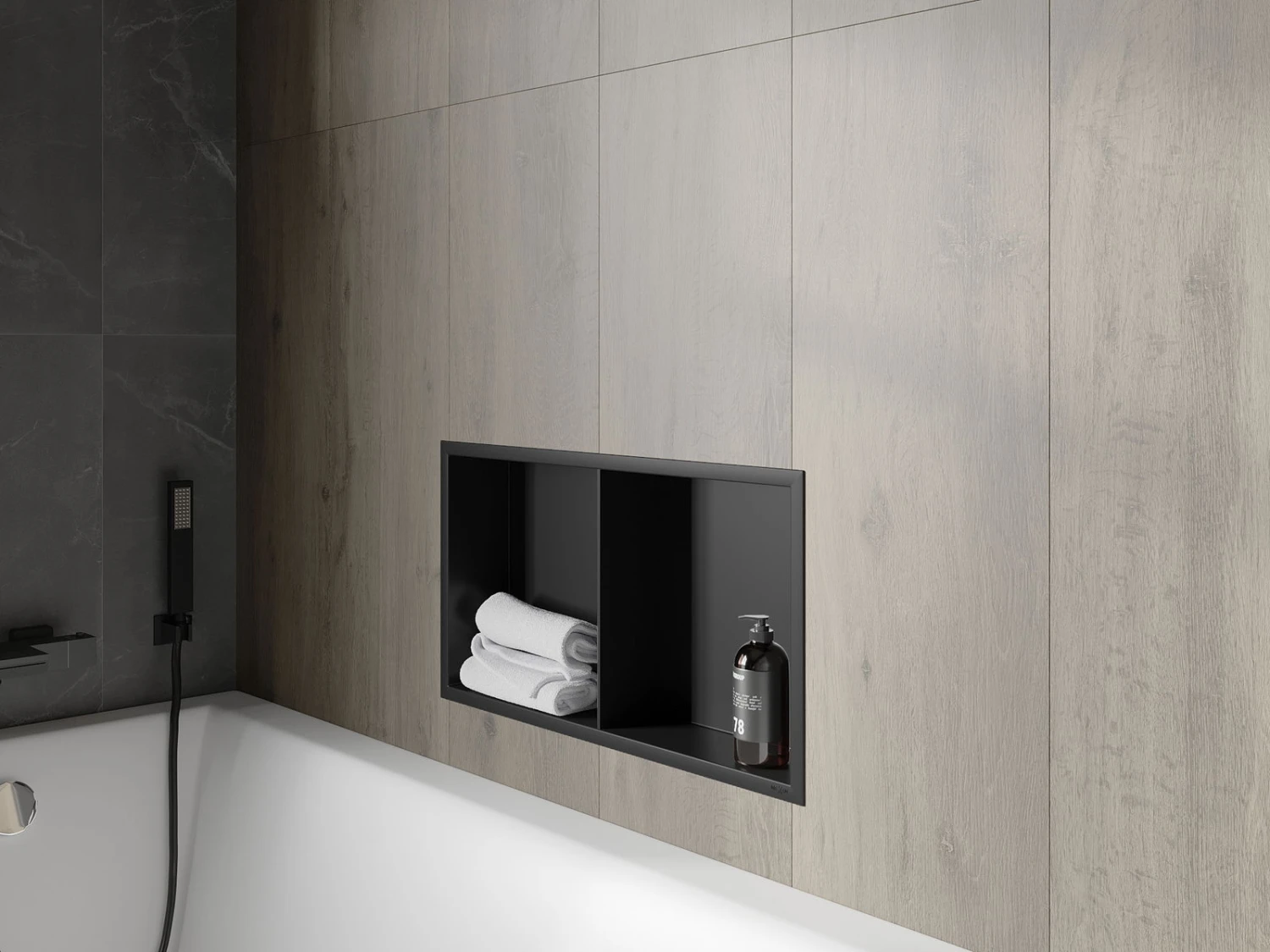 Mexen X-Wall-R Półka Wnękowa Z Kołnierzem I Półką 60 X 30 Cm, Czarna - 1970603010S - obrazek 7