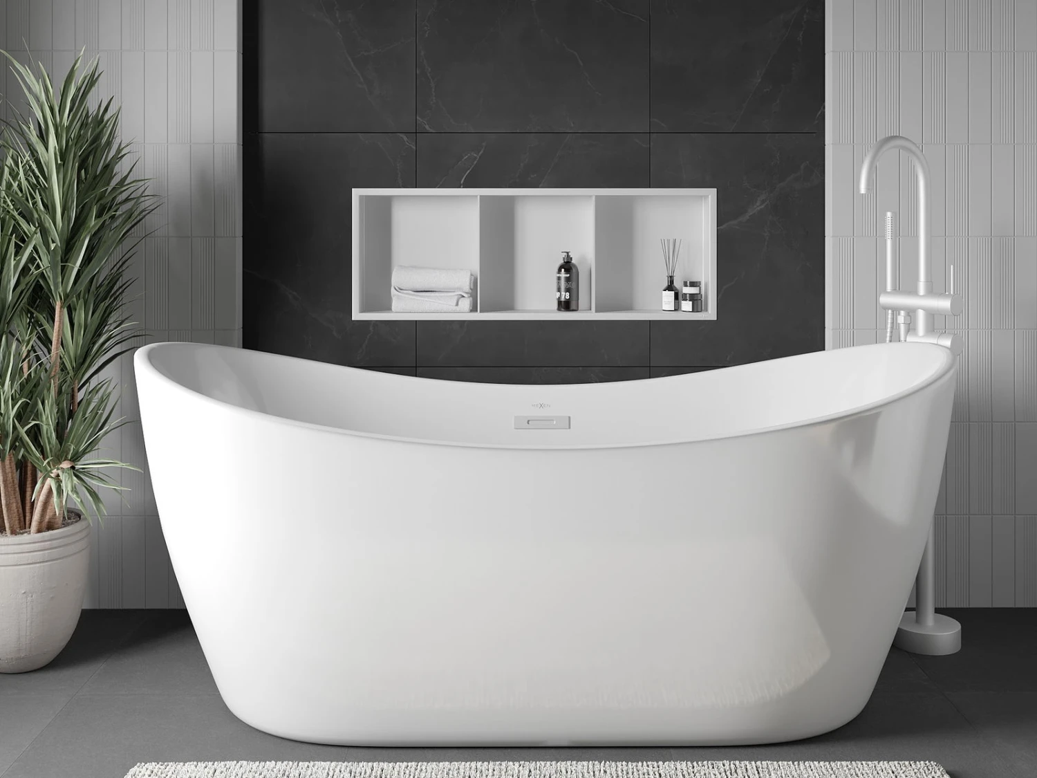 Mexen X-Wall-R Półka Wnękowa Z Kołnierzem I Półką 90 X 30 Cm, Biała - 1920903010S - obrazek 2