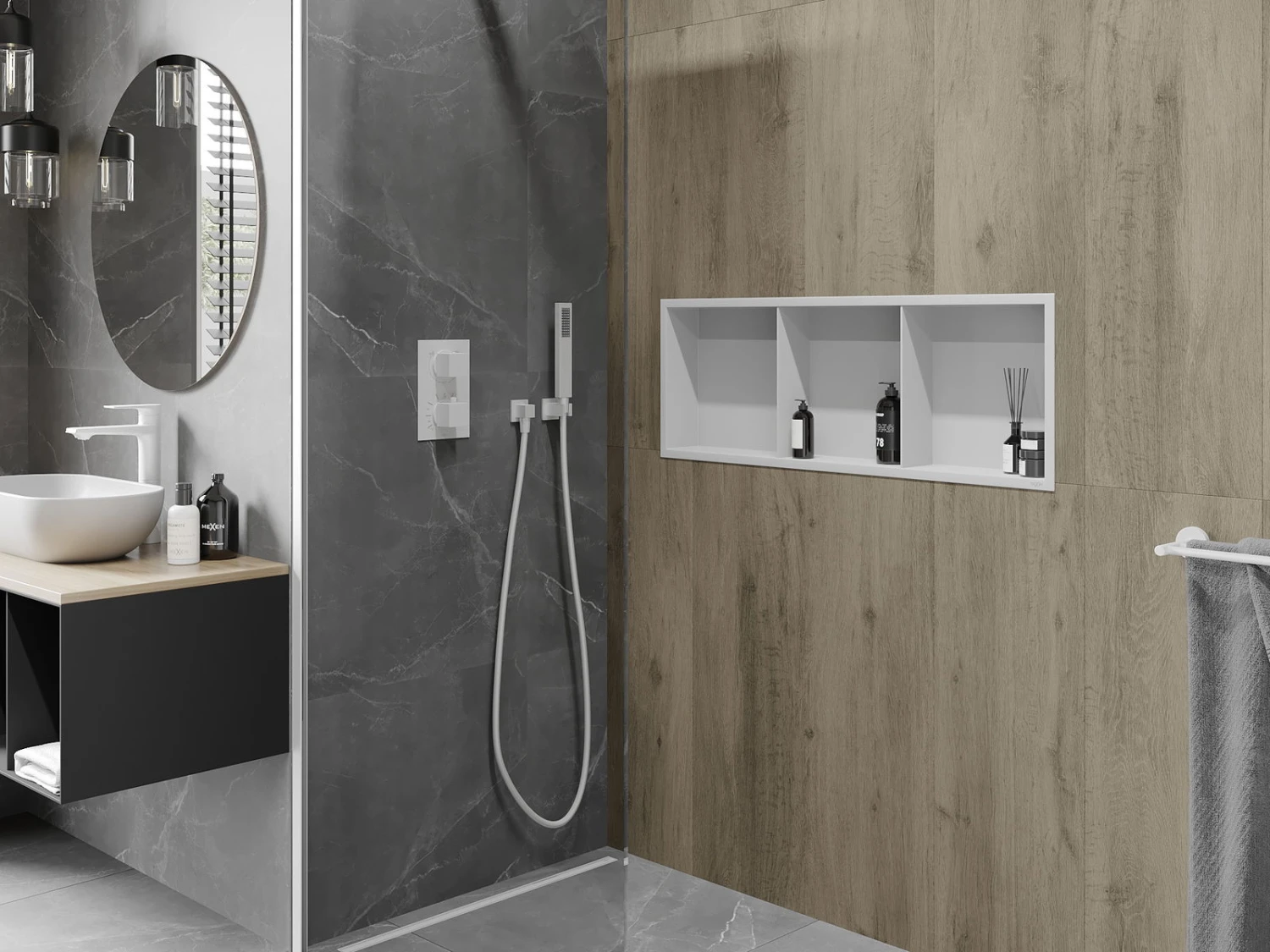 Mexen X-Wall-R Półka Wnękowa Z Kołnierzem I Półką 90 X 30 Cm, Biała - 1920903010S - obrazek 4