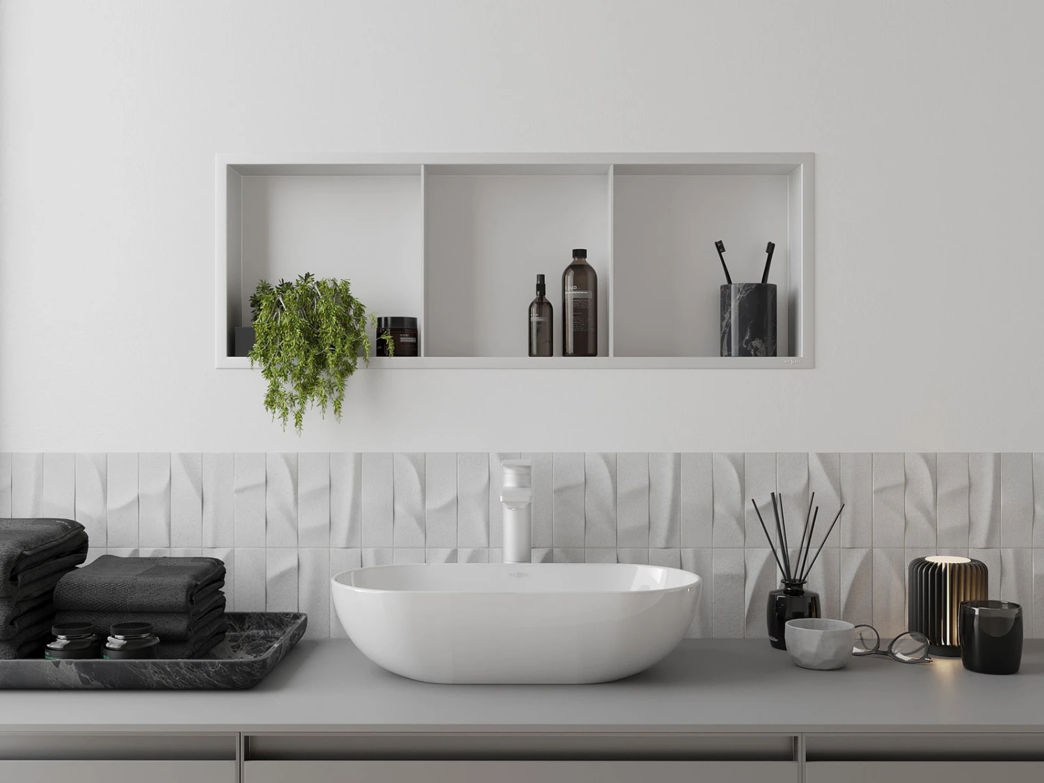 Mexen X-Wall-R Półka Wnękowa Z Kołnierzem I Półką 90 X 30 Cm, Biała - 1920903010S - obrazek 5