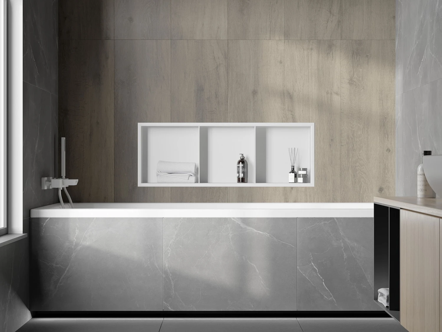 Mexen X-Wall-R Półka Wnękowa Z Kołnierzem I Półką 90 X 30 Cm, Biała - 1920903010S - obrazek 6